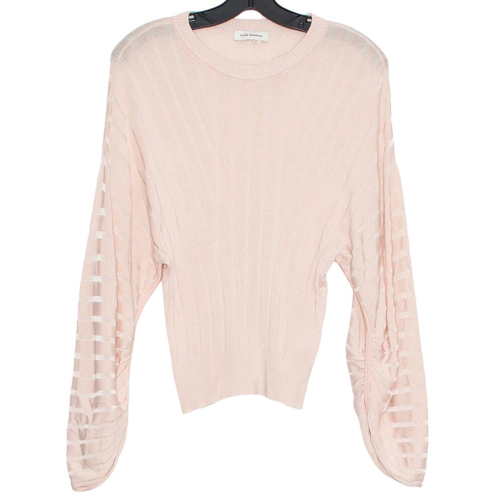 Club Monaco Top Dolman Sleeve Cottage Romantic Statement Y2K Ribbed Pink Medium